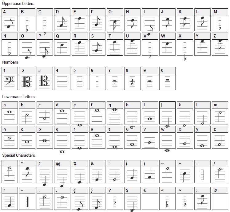 Lassus Font Character Map
