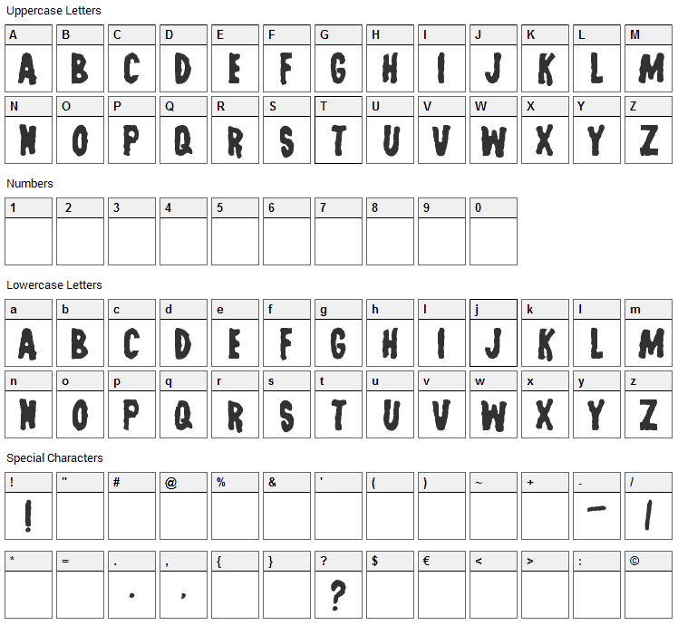 Last Man on Earth Font Character Map