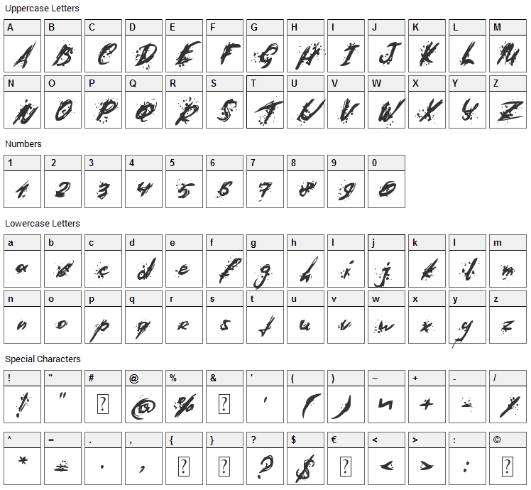 Last Words from Earth Font Character Map