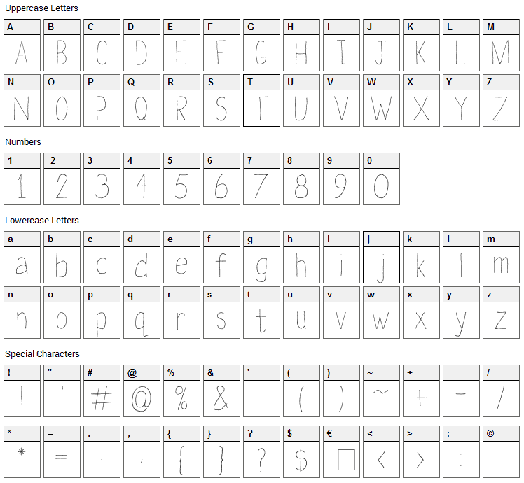 Later On Font Character Map