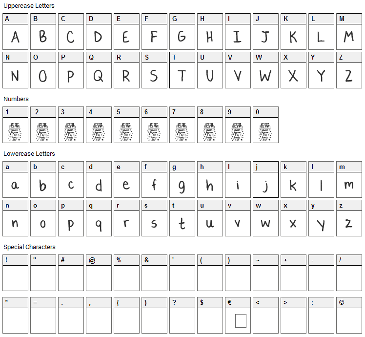 Lauren C. Brown Font Character Map