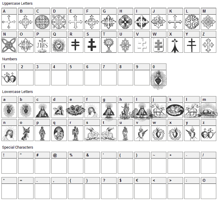 Laus Sus Cris Font Character Map