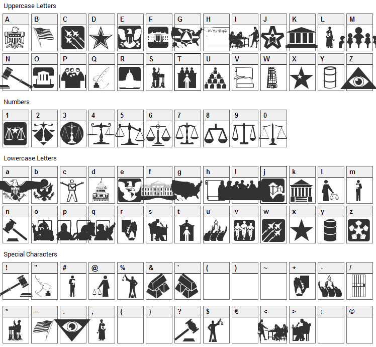 Law & Order Font Character Map