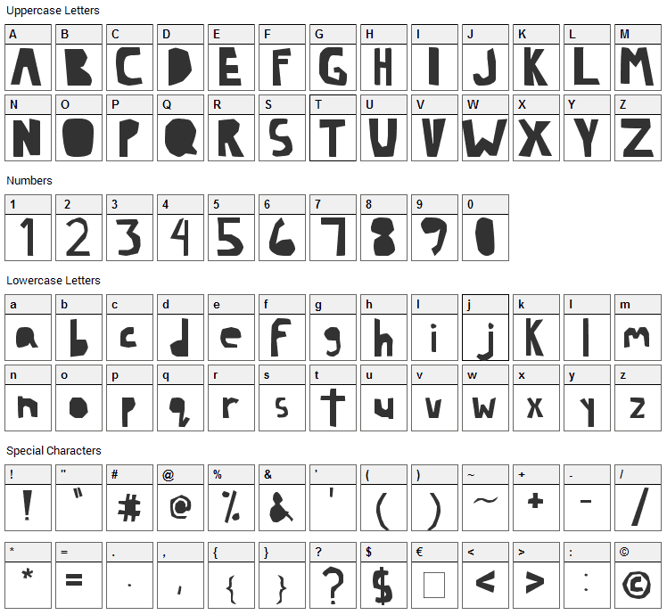 Lazy Font Character Map