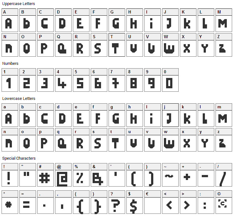 LazySunday Font Character Map