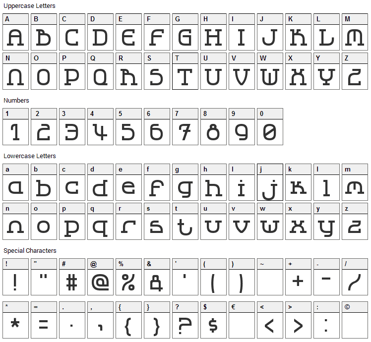 LBC Cool 2 Font Character Map