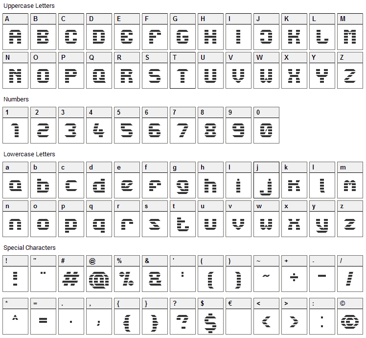 LBC Starlight Font Character Map