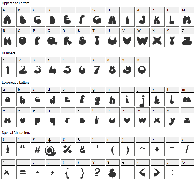 Le Canard Dechaine Font Character Map