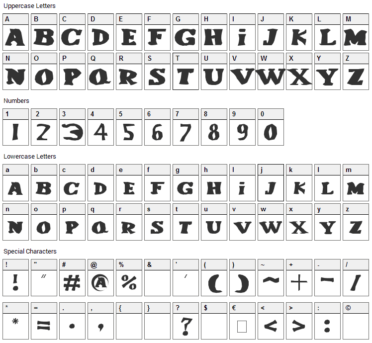 Le Corniaud Font Character Map