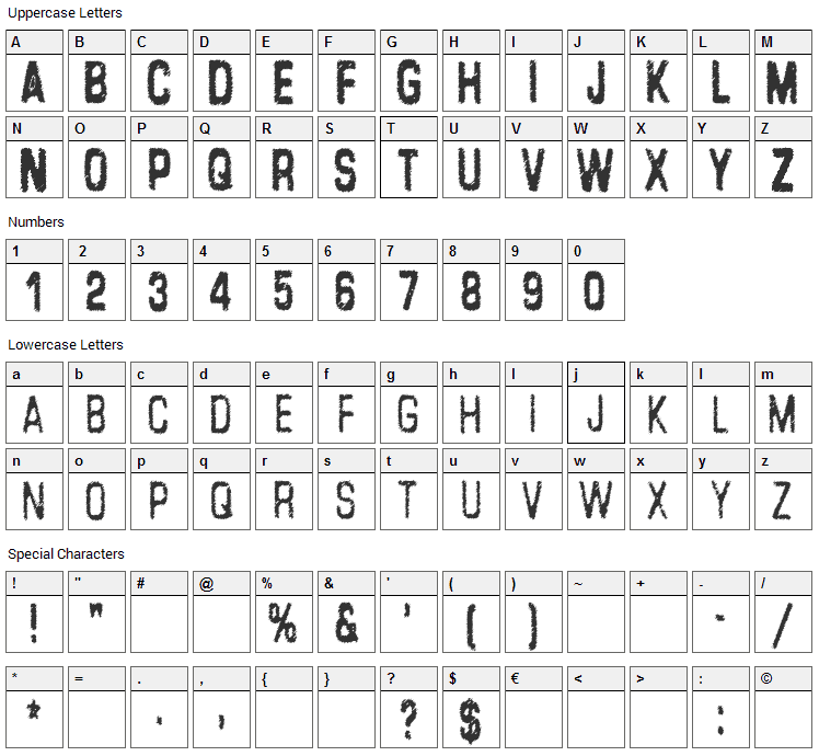 Lead Coat Font Character Map