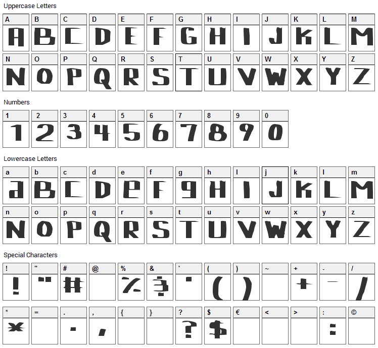 Lebowski Font Character Map