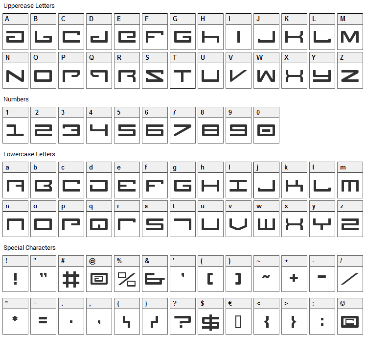 Legion Font Character Map