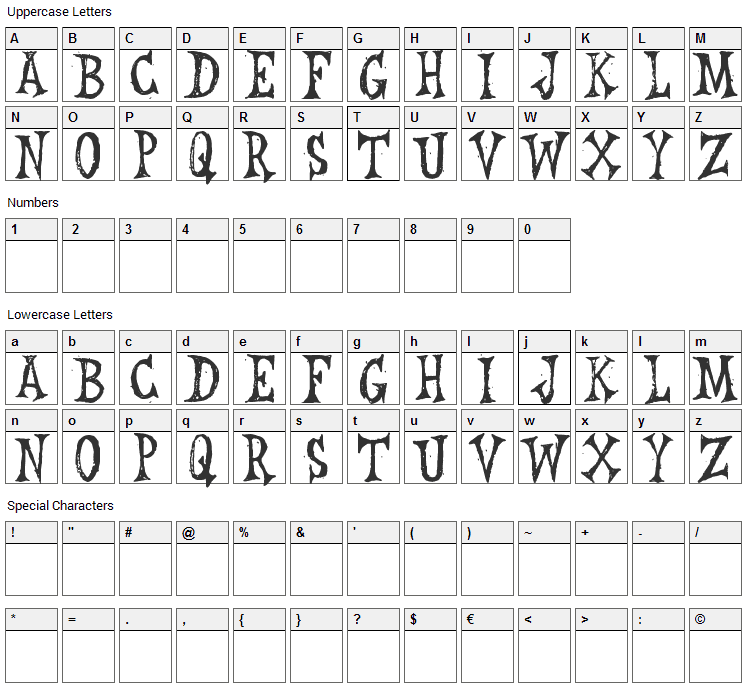 Leichenhaus Font Character Map