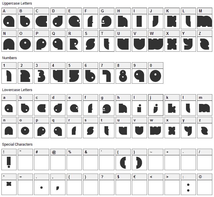 Lein Bold Font Character Map