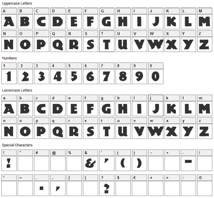 Lemiesz Font Character Map