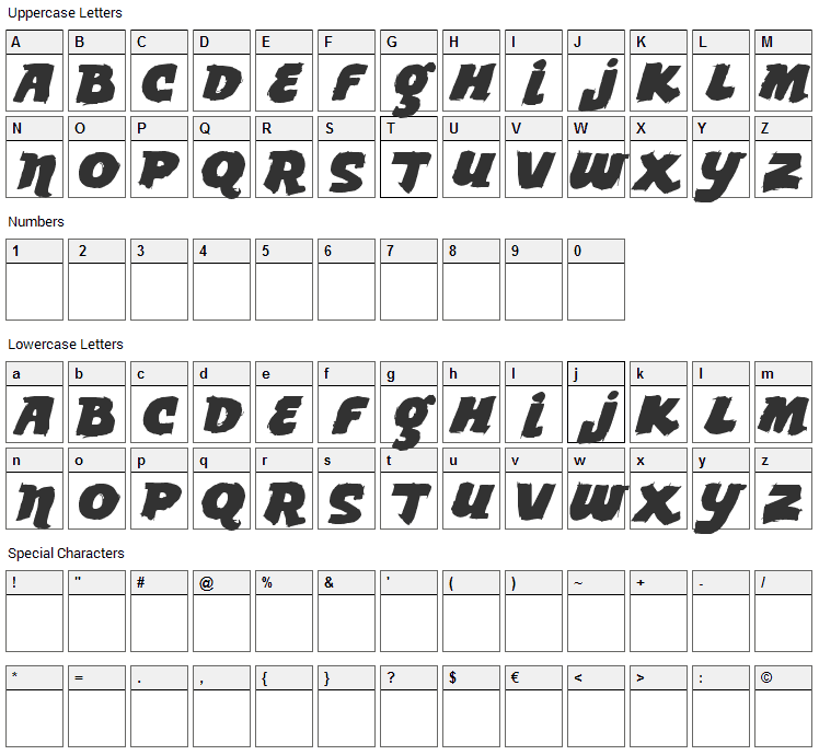 Lemon Drop Font Character Map