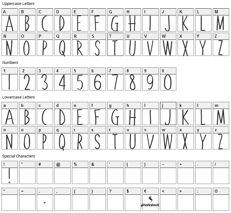 Lemonade Stand Font Character Map