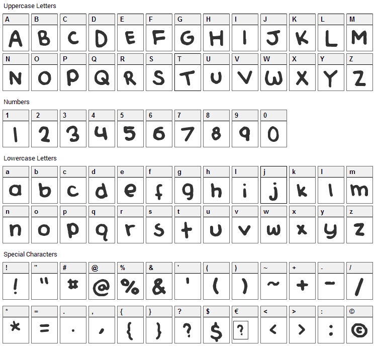 Lemons Can Fly Font Character Map