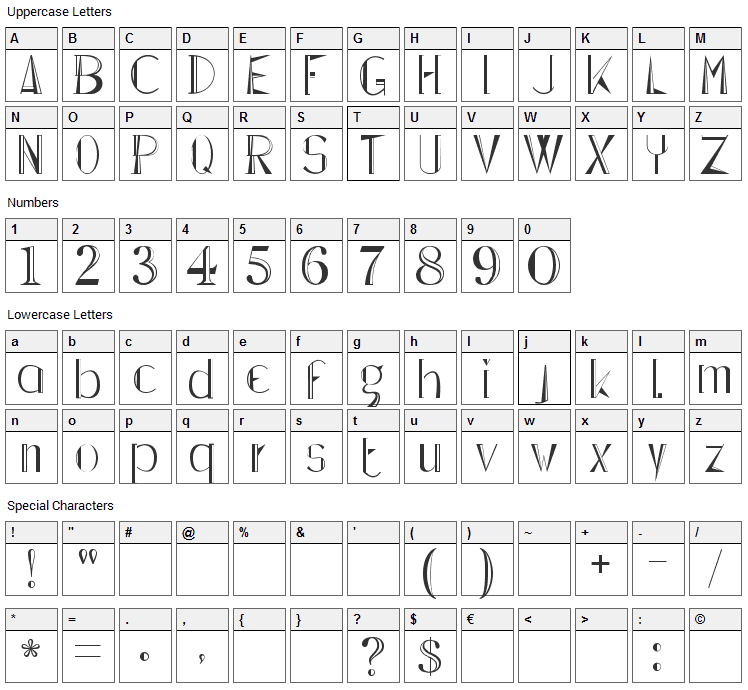 Lepinado Line Font Character Map