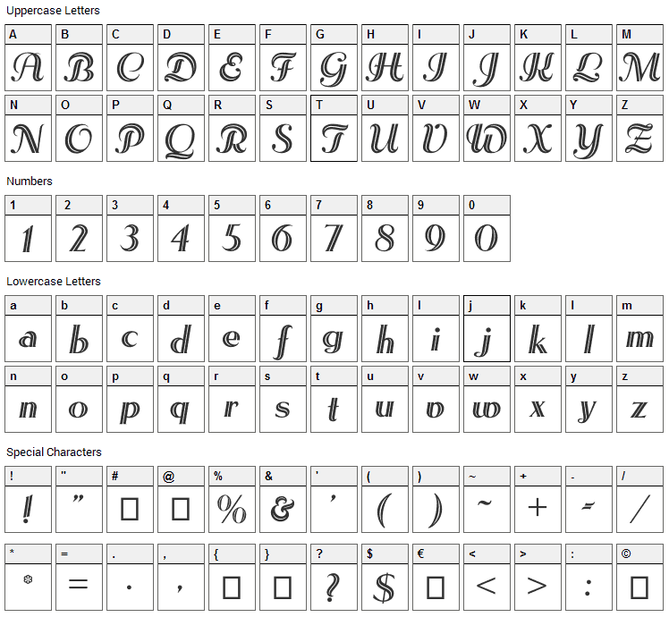 Les Etoiles Font Character Map