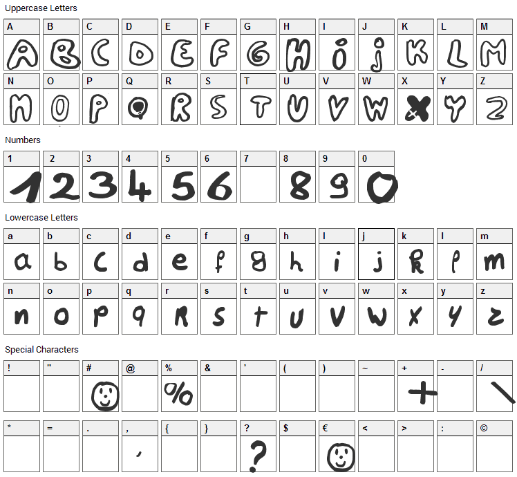 Lesansa Font Character Map