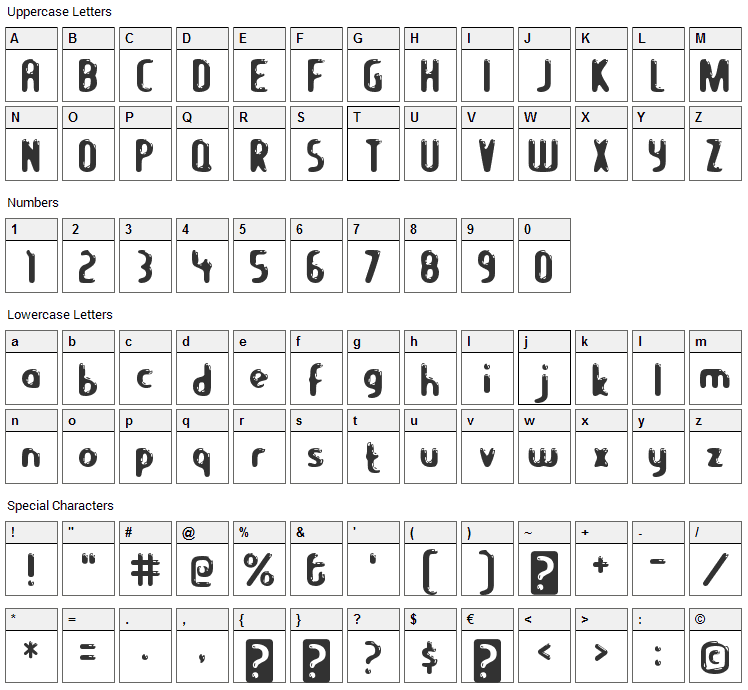 Let's Eat Font Character Map