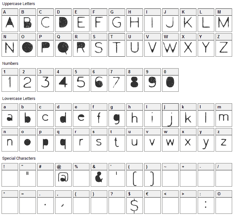 Letrograda Font Character Map