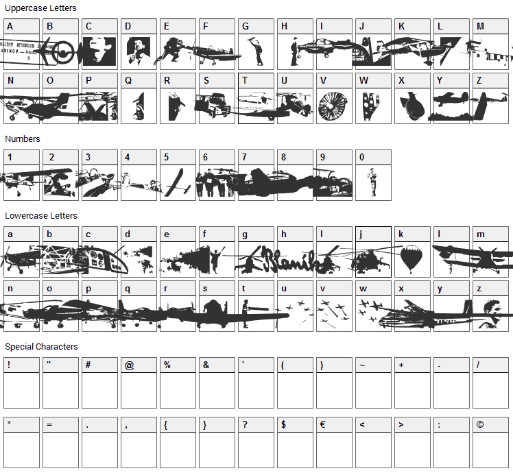 Letsikovy Flashtrace Font Character Map