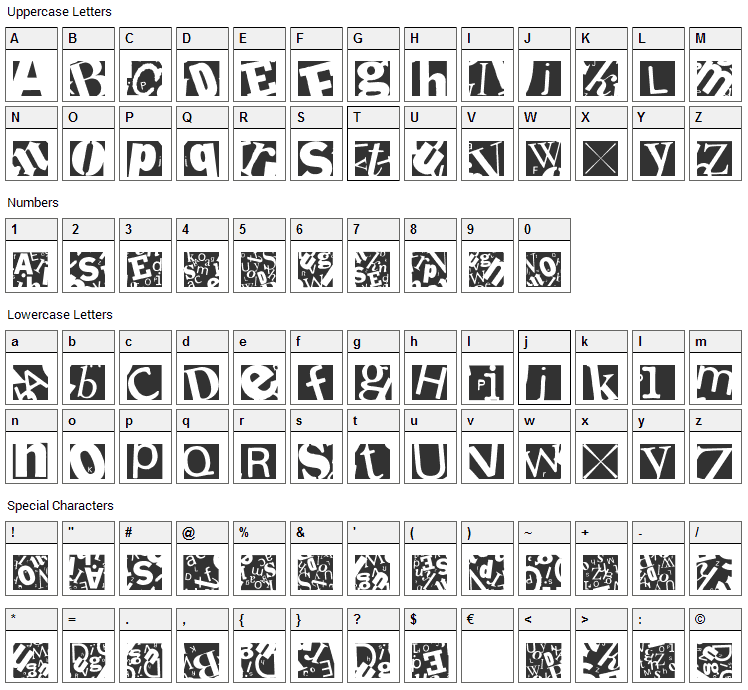 Letter Soup Mainz Font Character Map