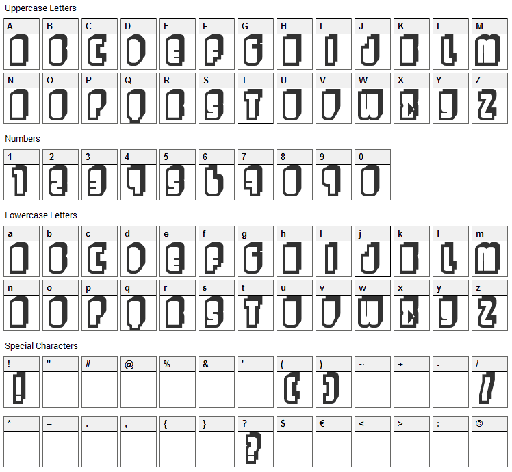 Letters Font Character Map