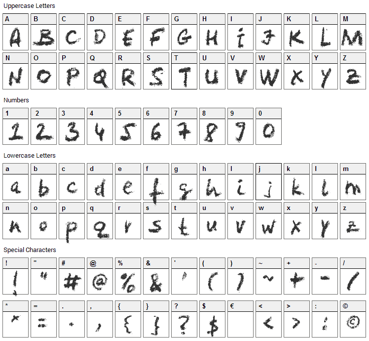 Levi Crayola Font Character Map