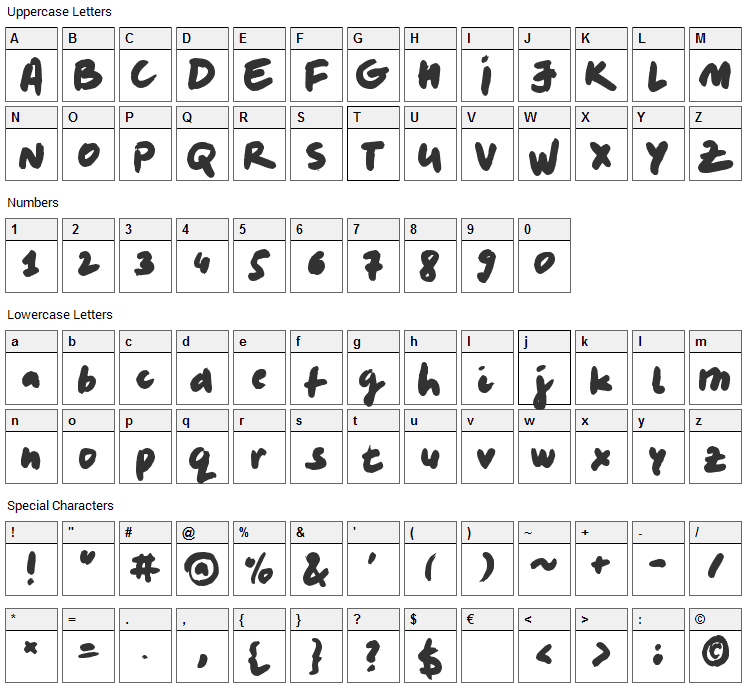 Levi Marker Font Character Map