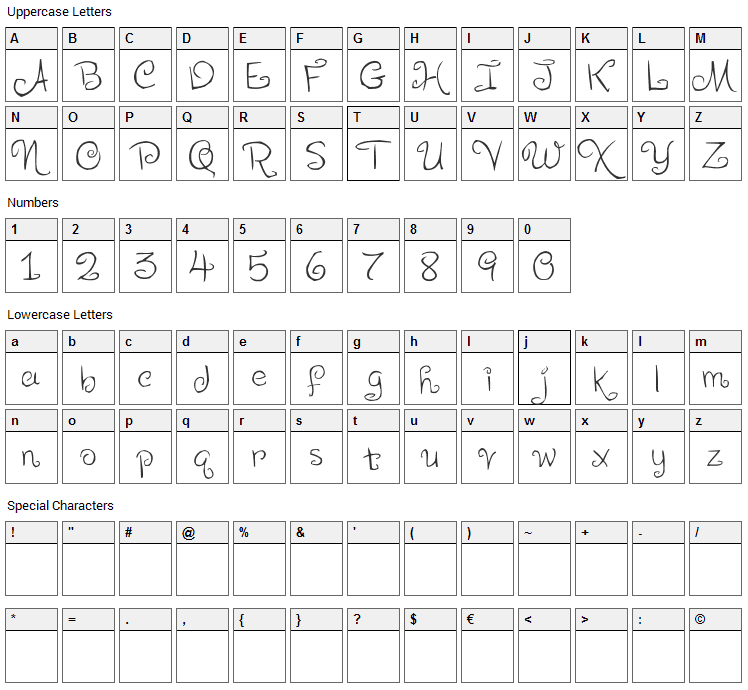 LEVO Scaloopy Font Character Map