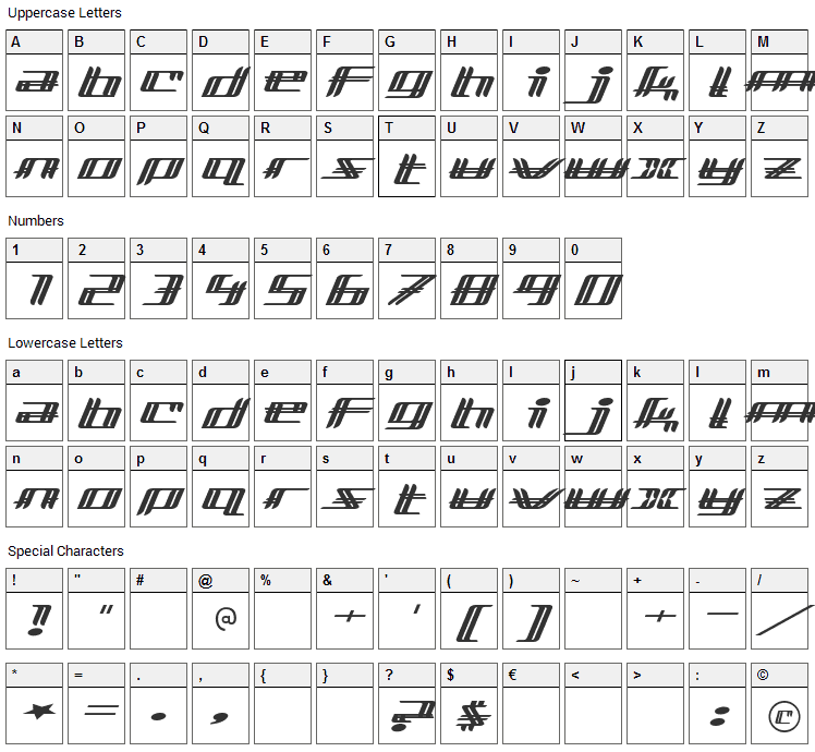 Lewinsky Font Character Map