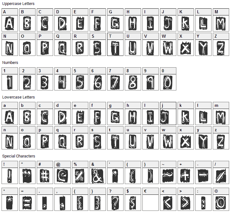 Lexographer Font Character Map