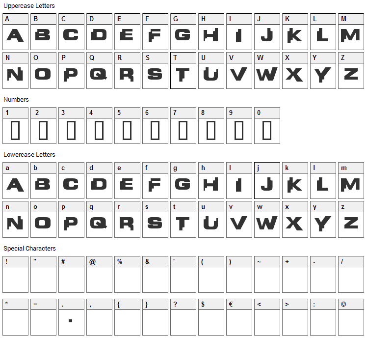 Liandri Beta Font Character Map