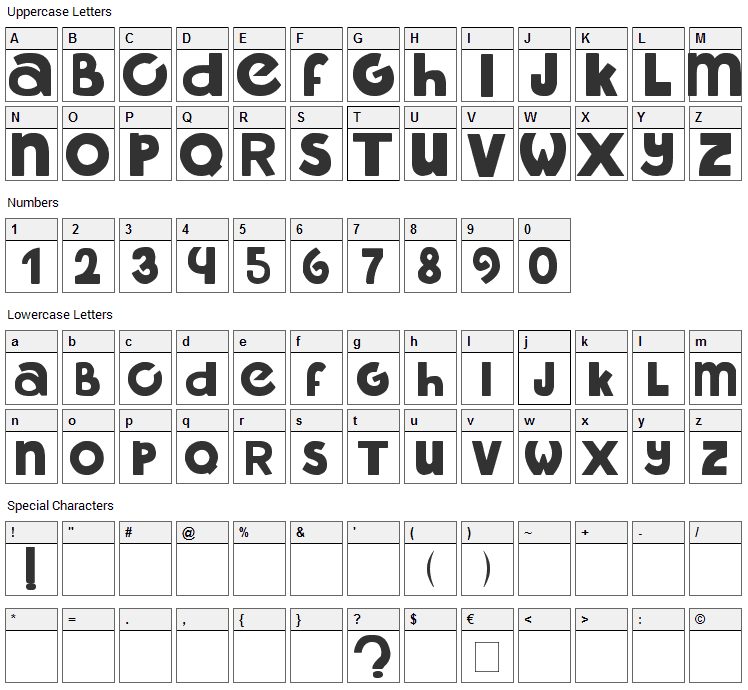 Libre Font Character Map