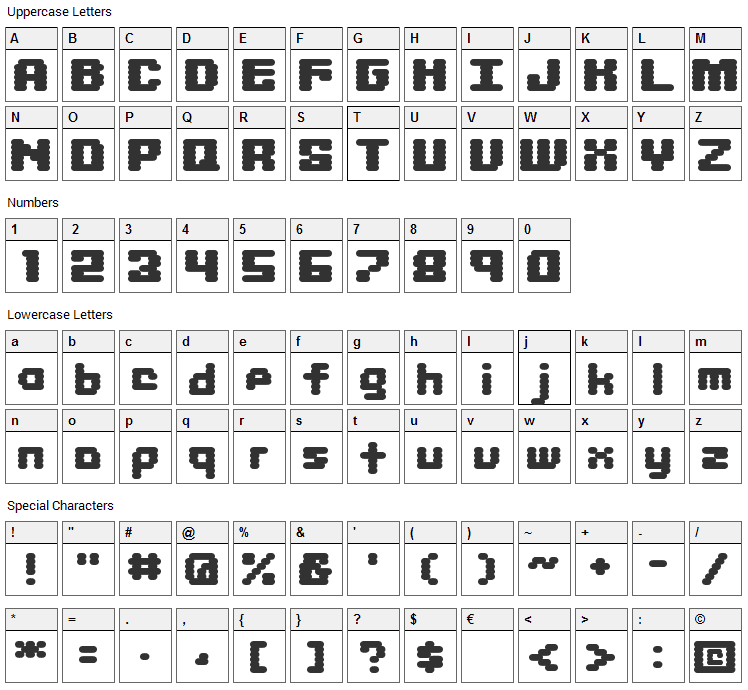 Libritabs Font Character Map