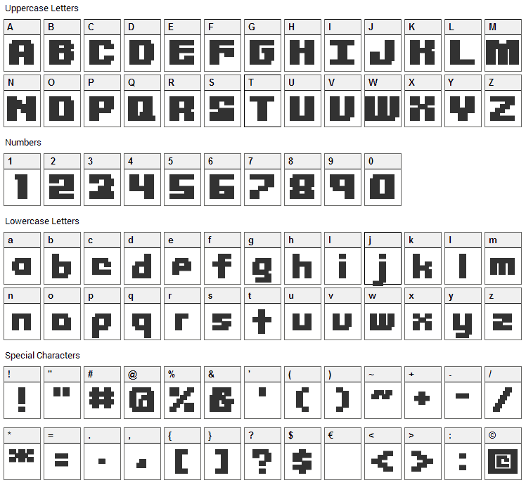 Librium Font Character Map