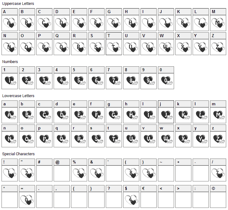 Lieb Mutterlein Font Character Map