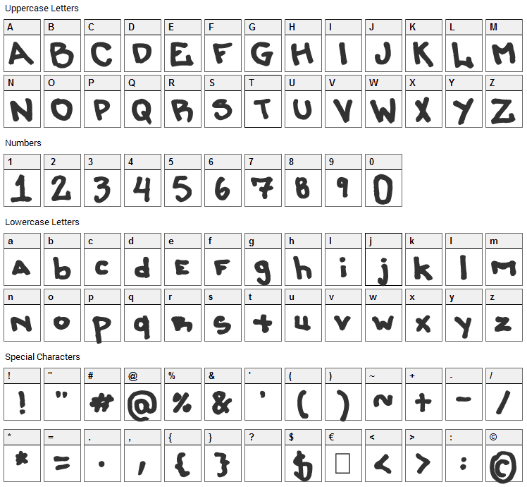 Lierson Mattenhauer Font Character Map