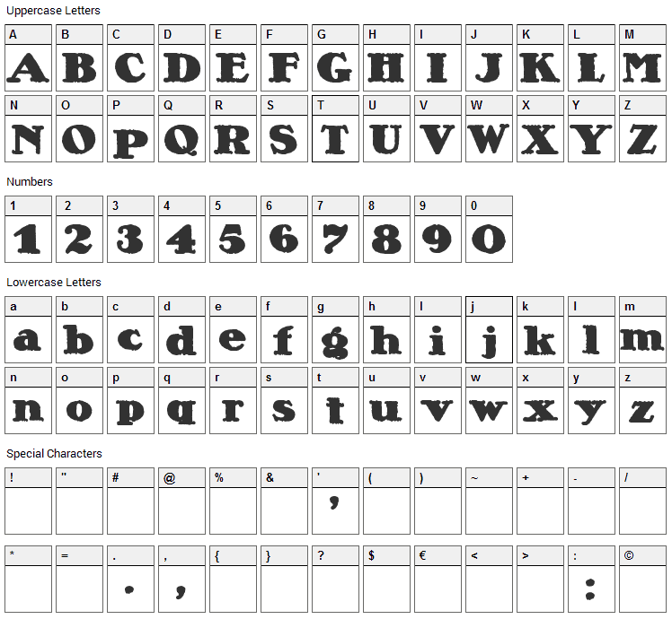 Lietz Alexander Nero Font Character Map