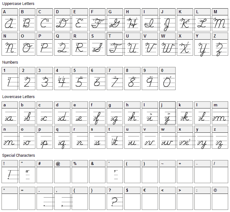 Life Lessons Font Character Map