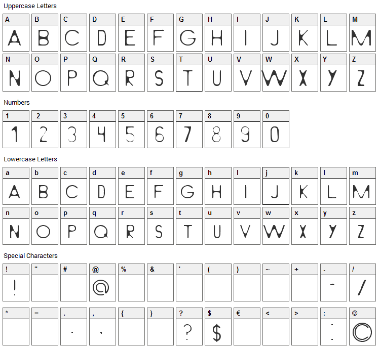 Light From Behind Font Character Map