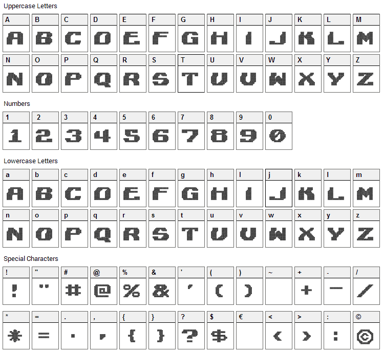 Lightman Font Character Map