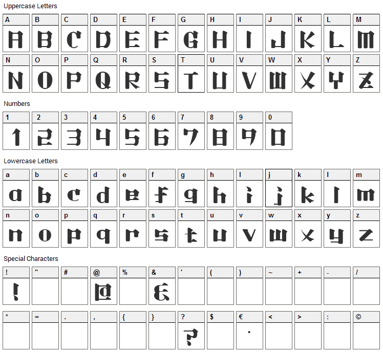 Lightmorning Font Character Map