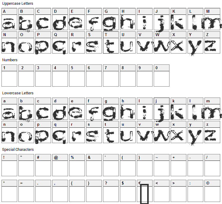 Like fonts in the rain Font Character Map