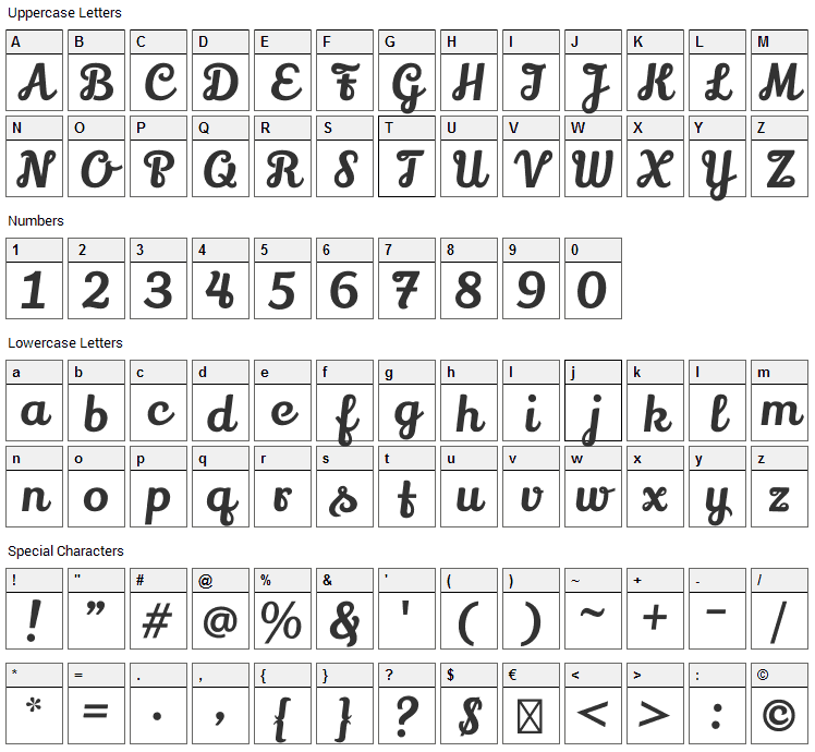 Lily Script One Font Character Map