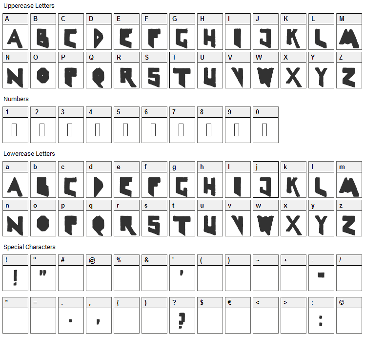 Line Line Shape Font Character Map