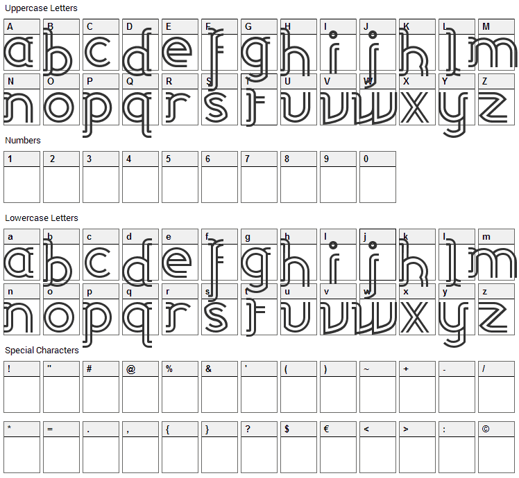 Linea Font Character Map